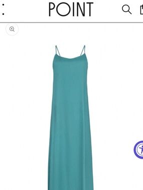 Aline point linen slip dress teal
